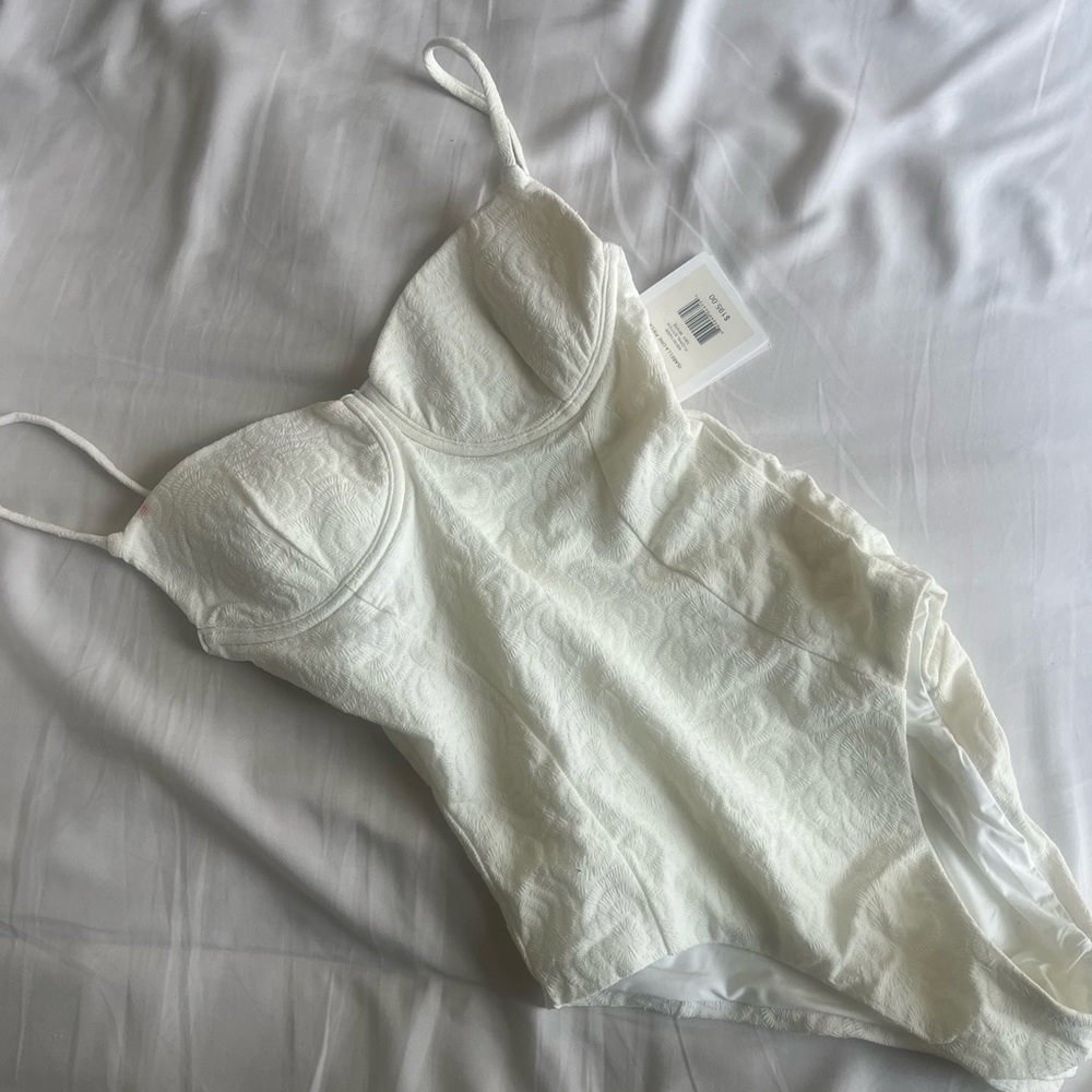 Onia Cream Textured One-Piece Swimsuit
